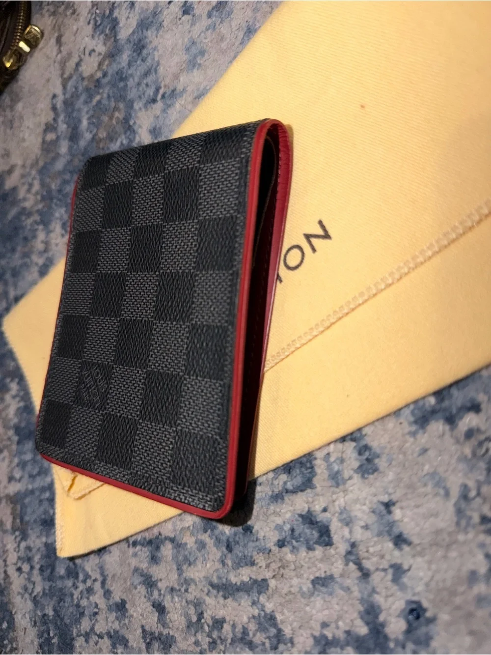 Louis Vuitton Damier Graphite Wallet with Red Trim